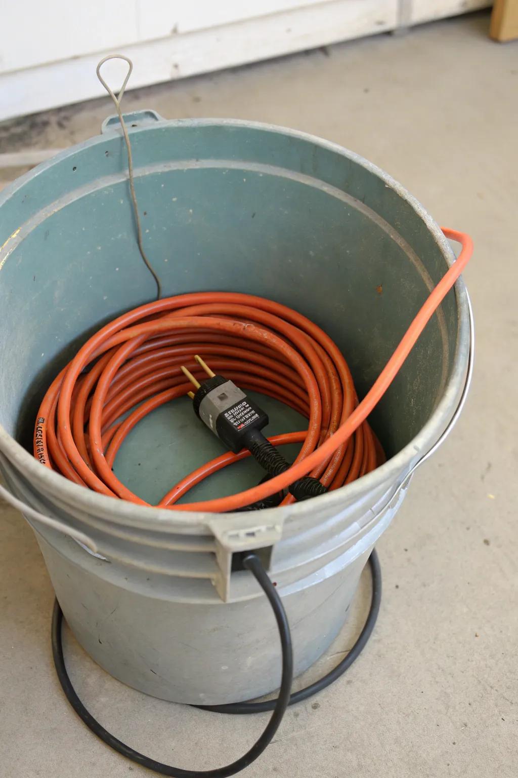 An innovative DIY cord container for transportable and neat storage.