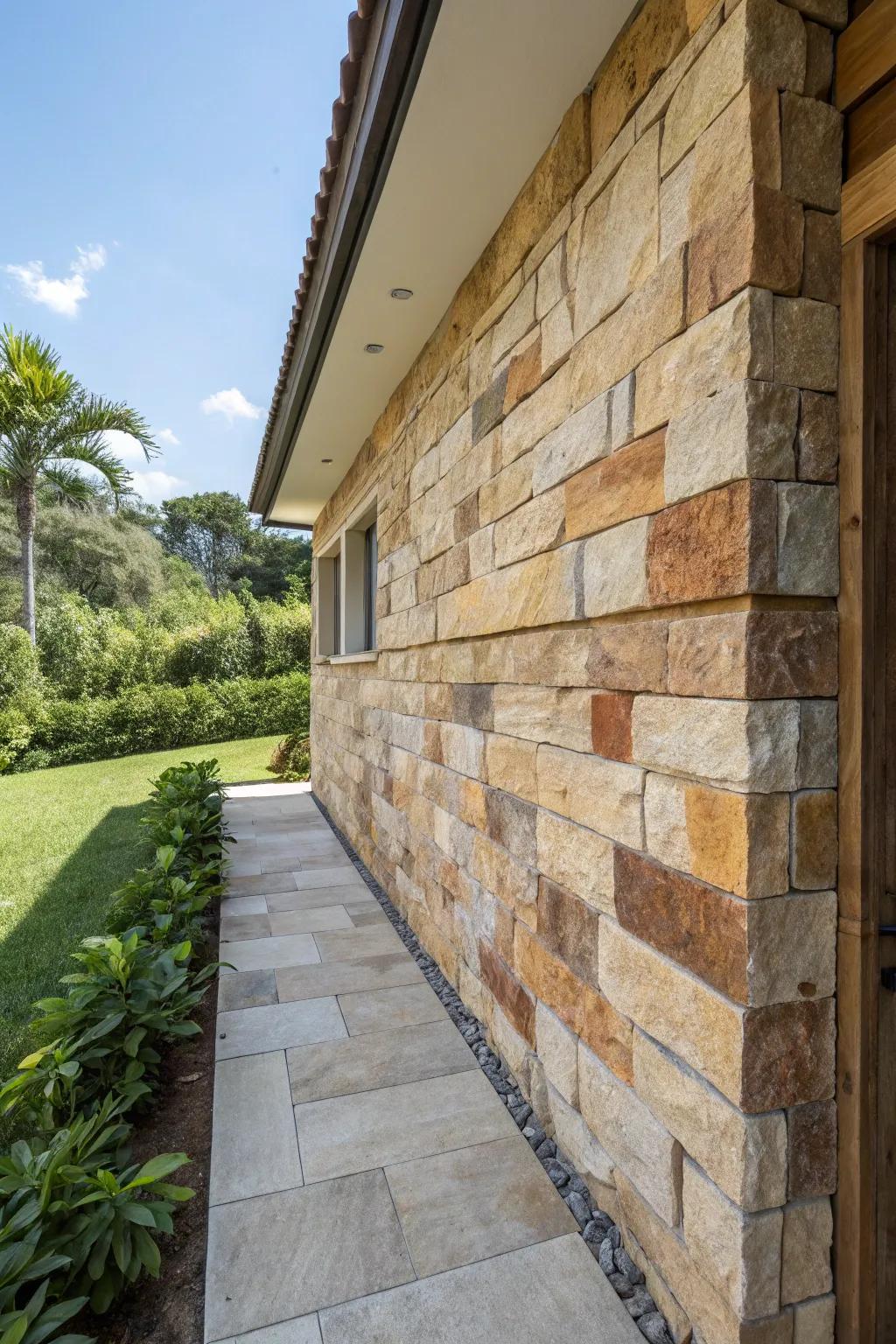 Natural stone-effect cladding brings rustic charm to your home.