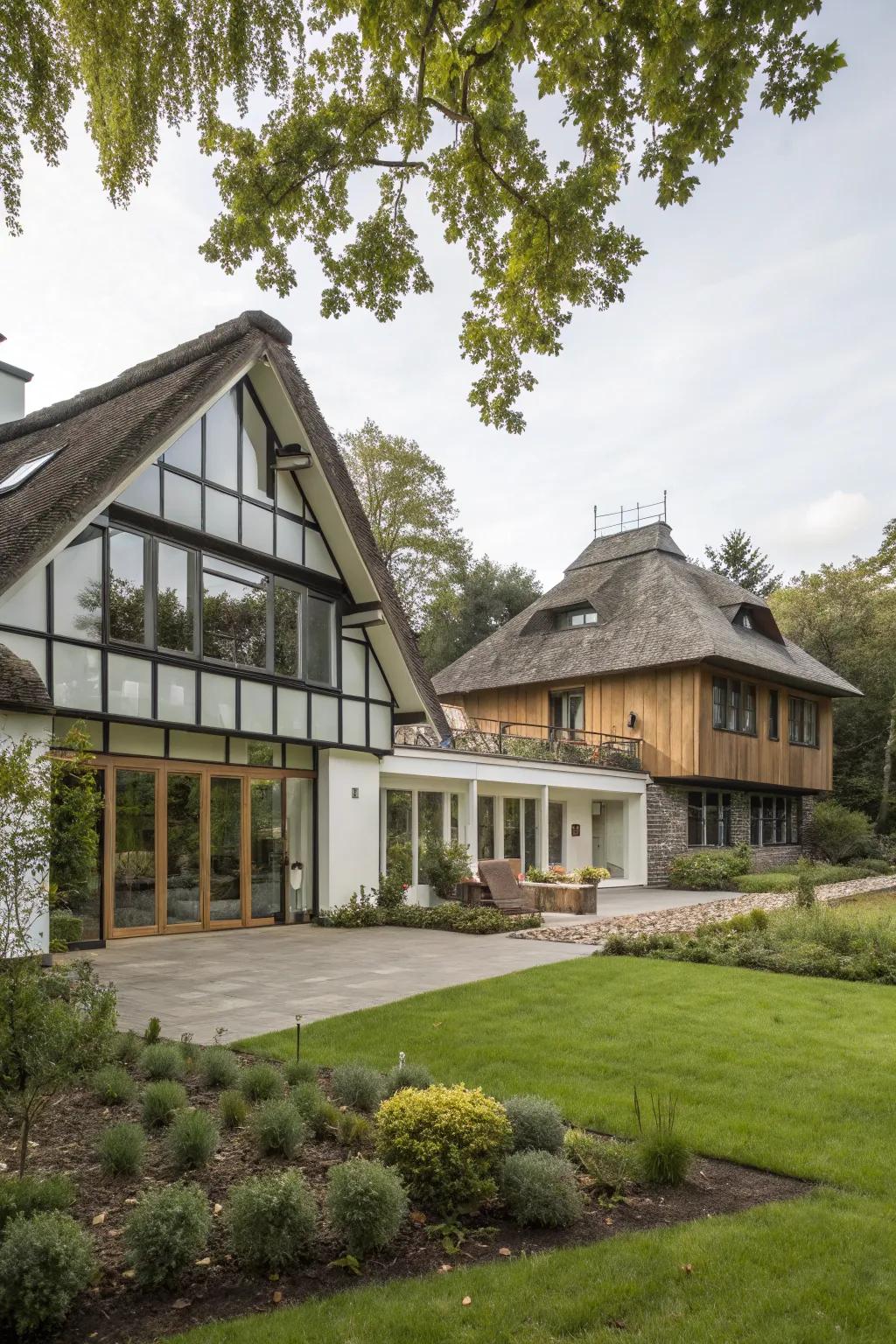 A balanced mix of architectural modes within a single compound.