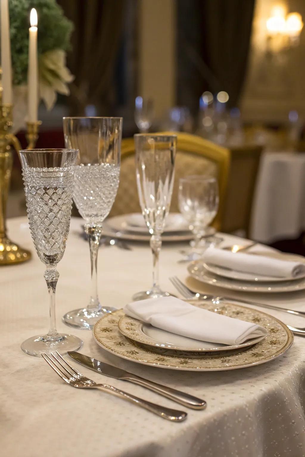 Delicate glassware elevates both the aesthetic and savor of dining.