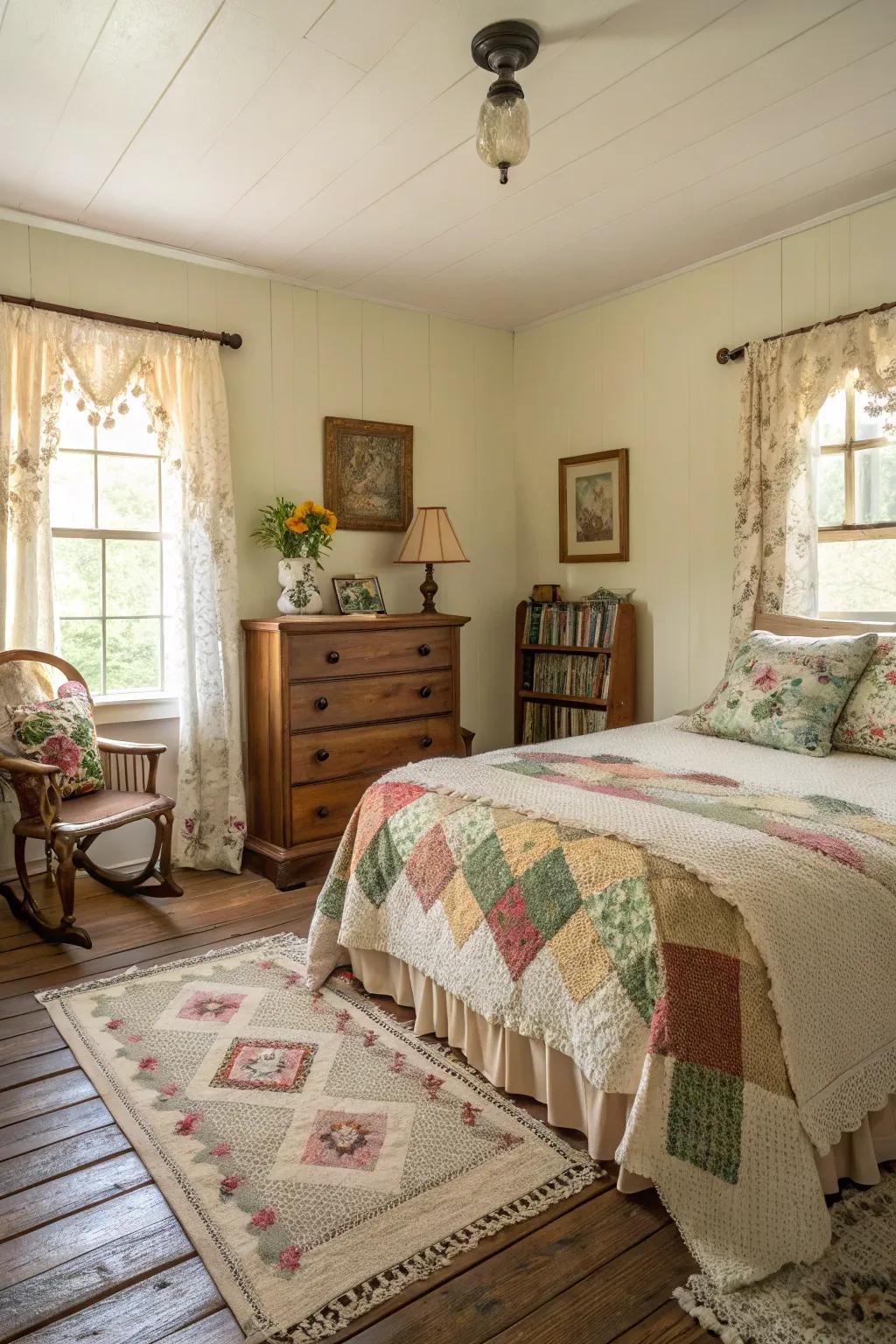 Vintage aspects impart personality and history to the room.