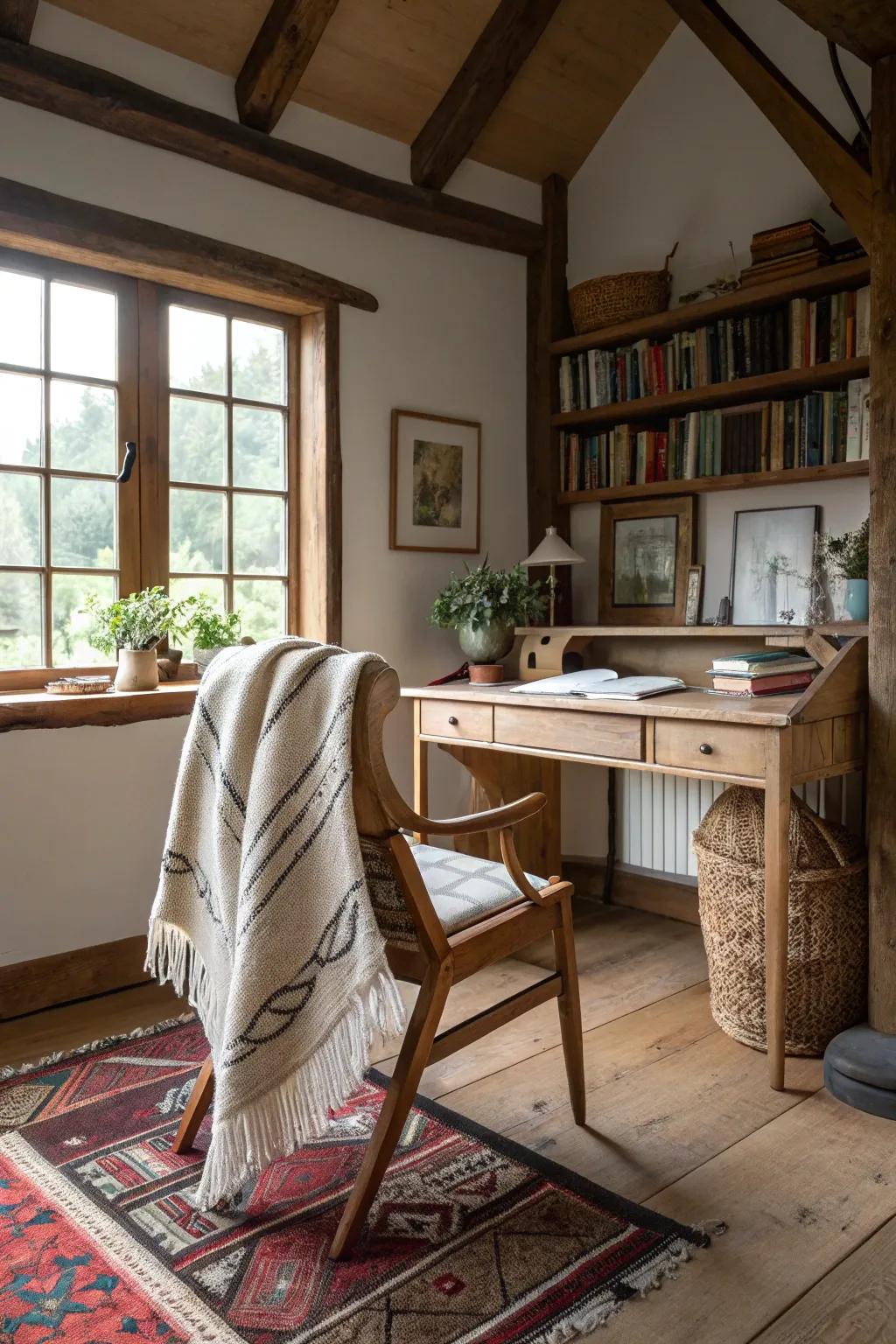 Plush area rugs and blankets provide dimension and coziness.