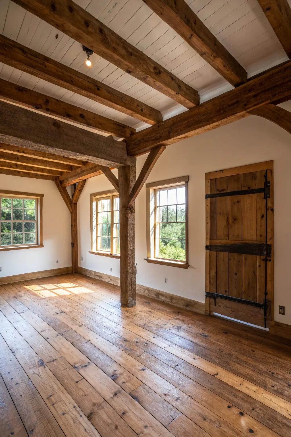 Country wood aspects that are a signature of farmhouse style.