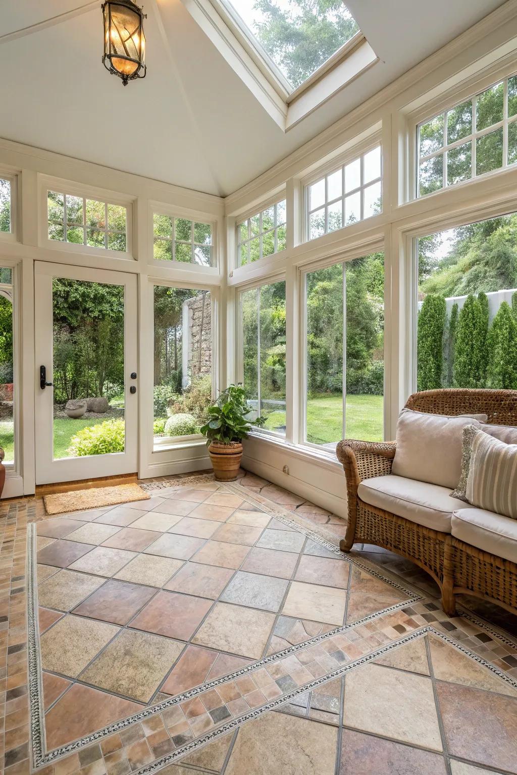 Tile flooring delivers a stylish and cool choice for hotter environments.