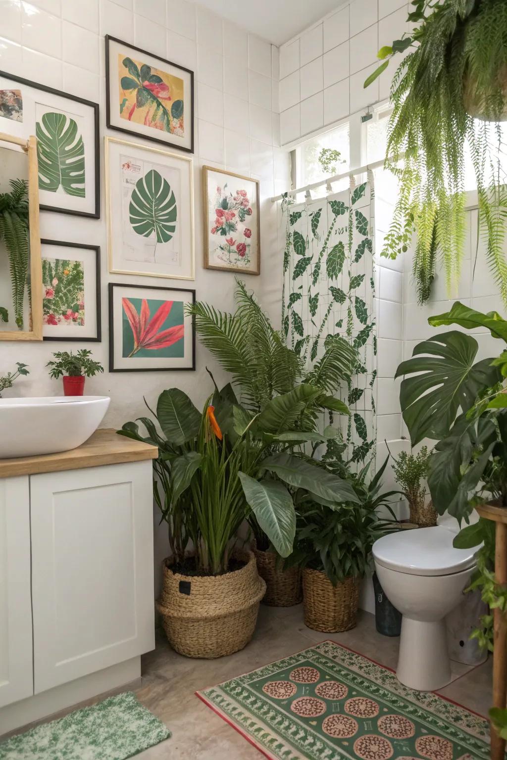 Exotic flora introduce vibrancy and freshness to your bathroom.