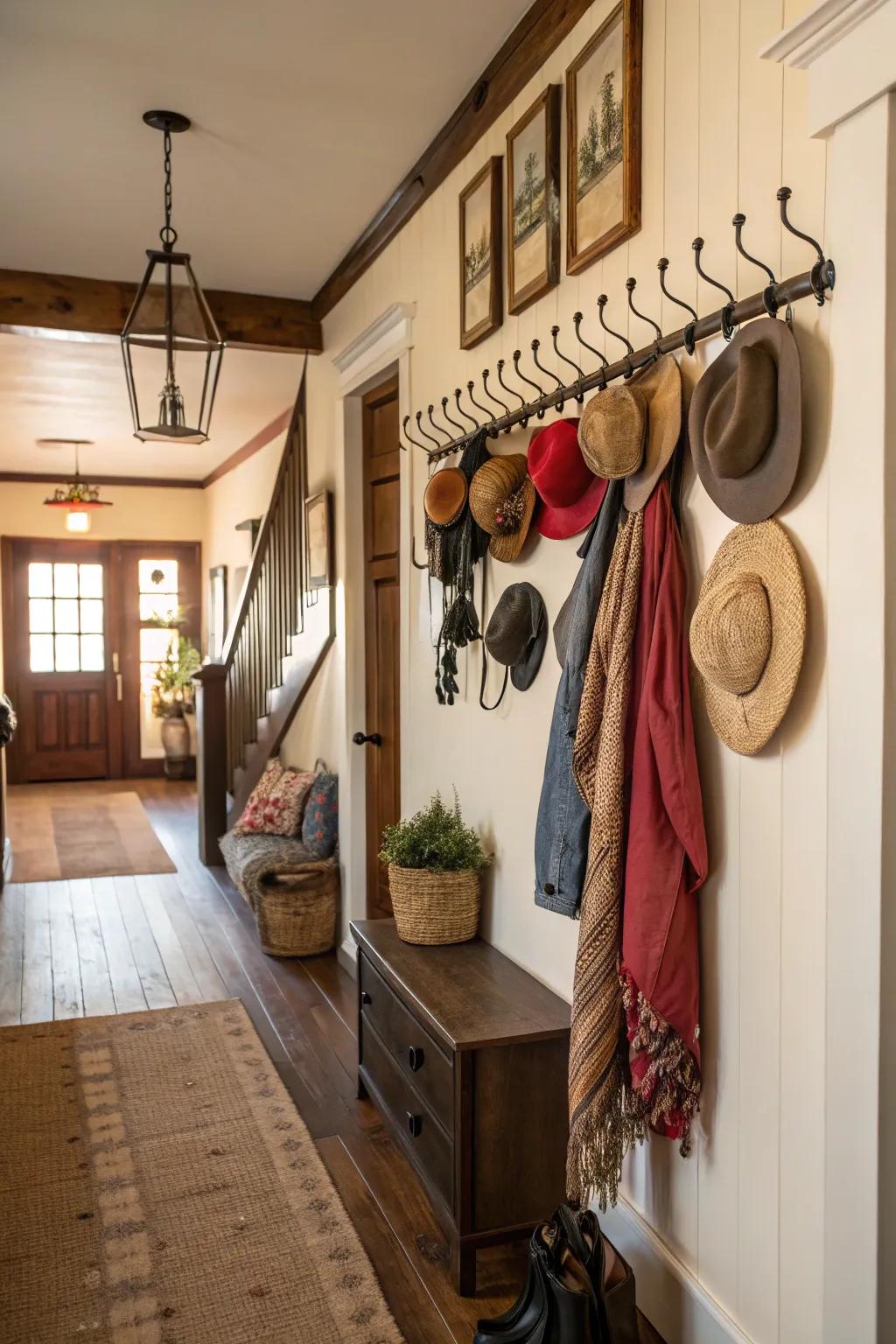 Elegant wall hangers provide both utility and style.