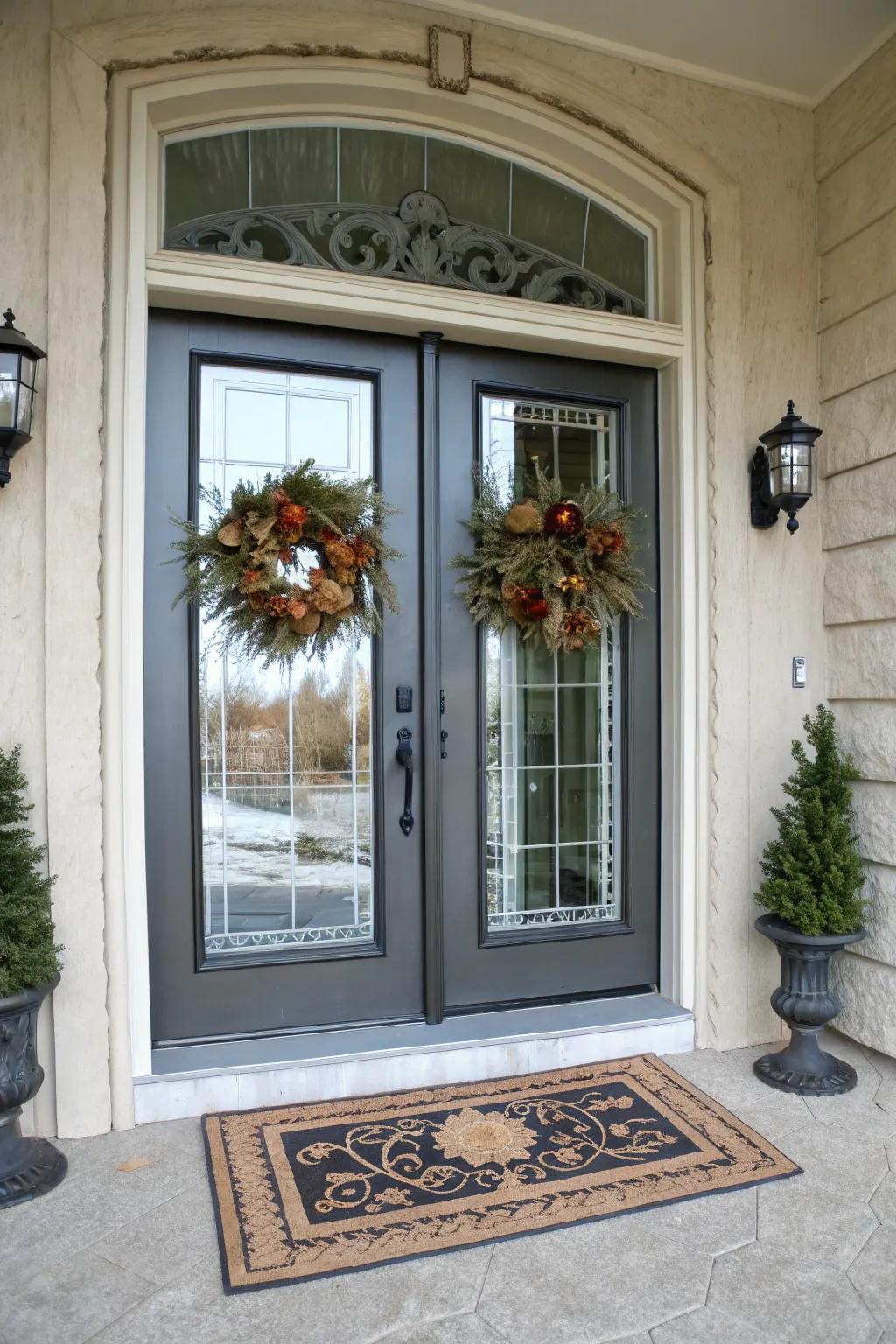 French doors bring an elegant, inviting entrance.