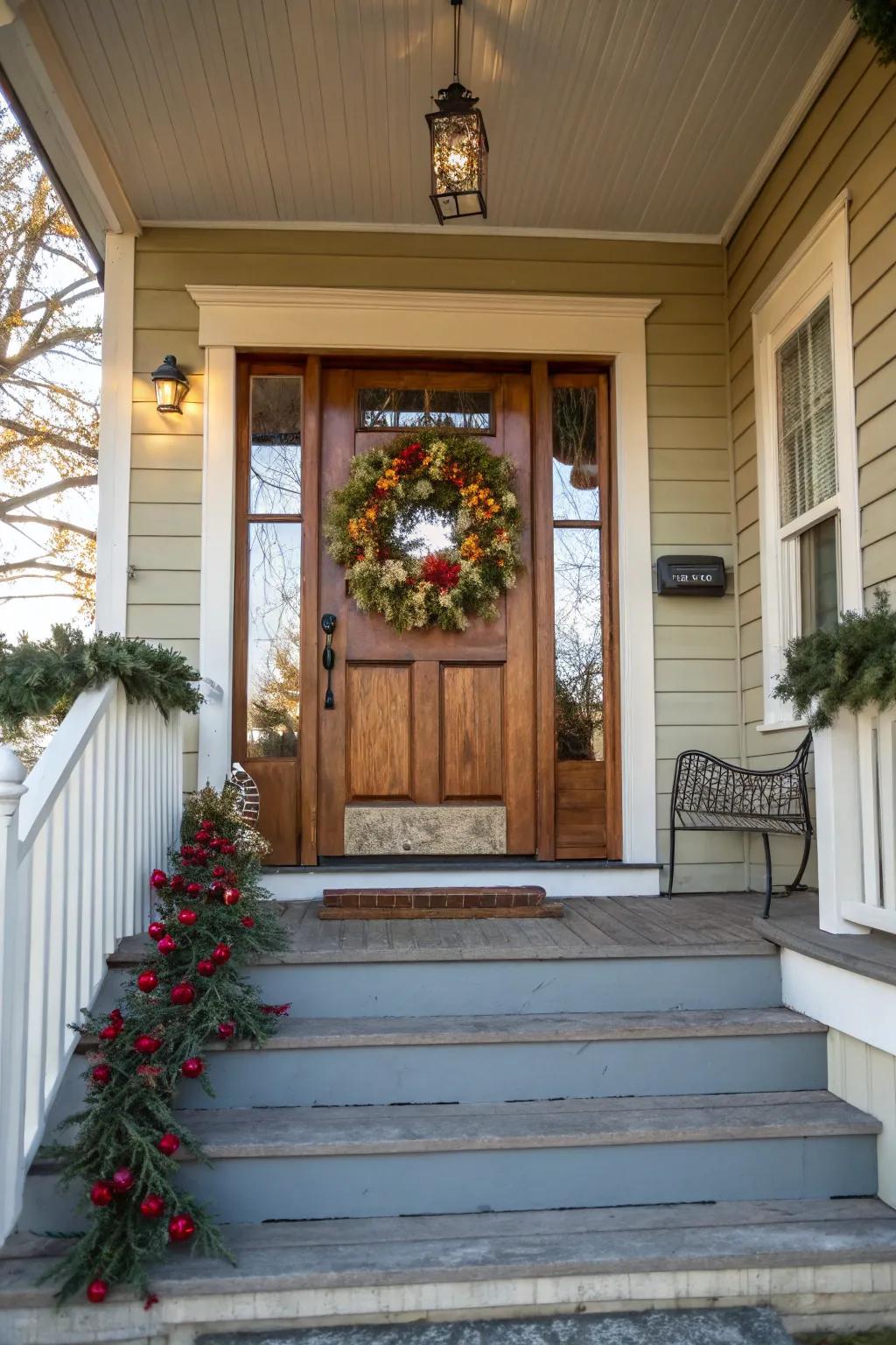 A themed wreath bestows a hospitable touch to your entryway.