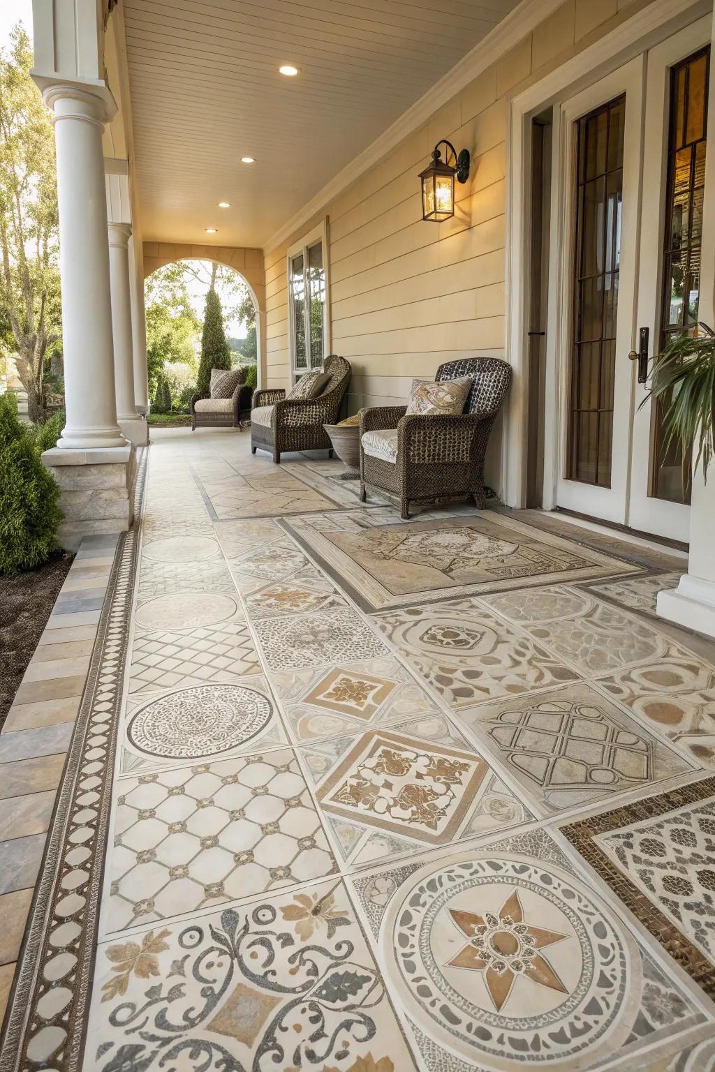 The versatility and elegance that porcelain tiles bring make them suitable for any porch environment.