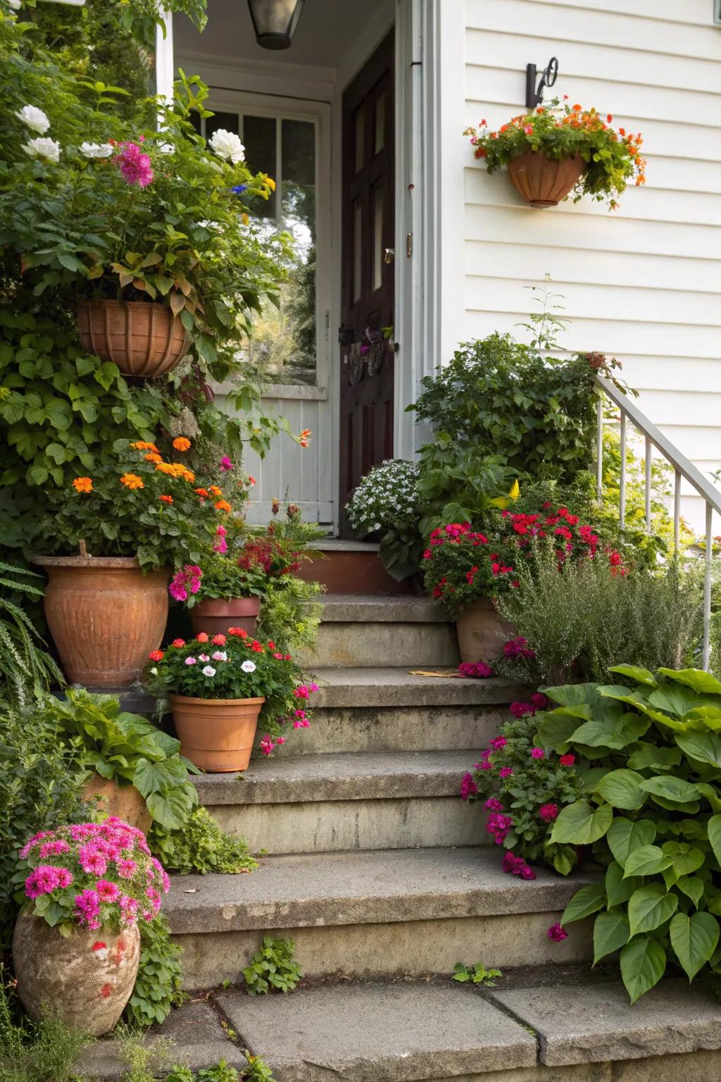 Infuse your home with vitality using plant-lined front steps.