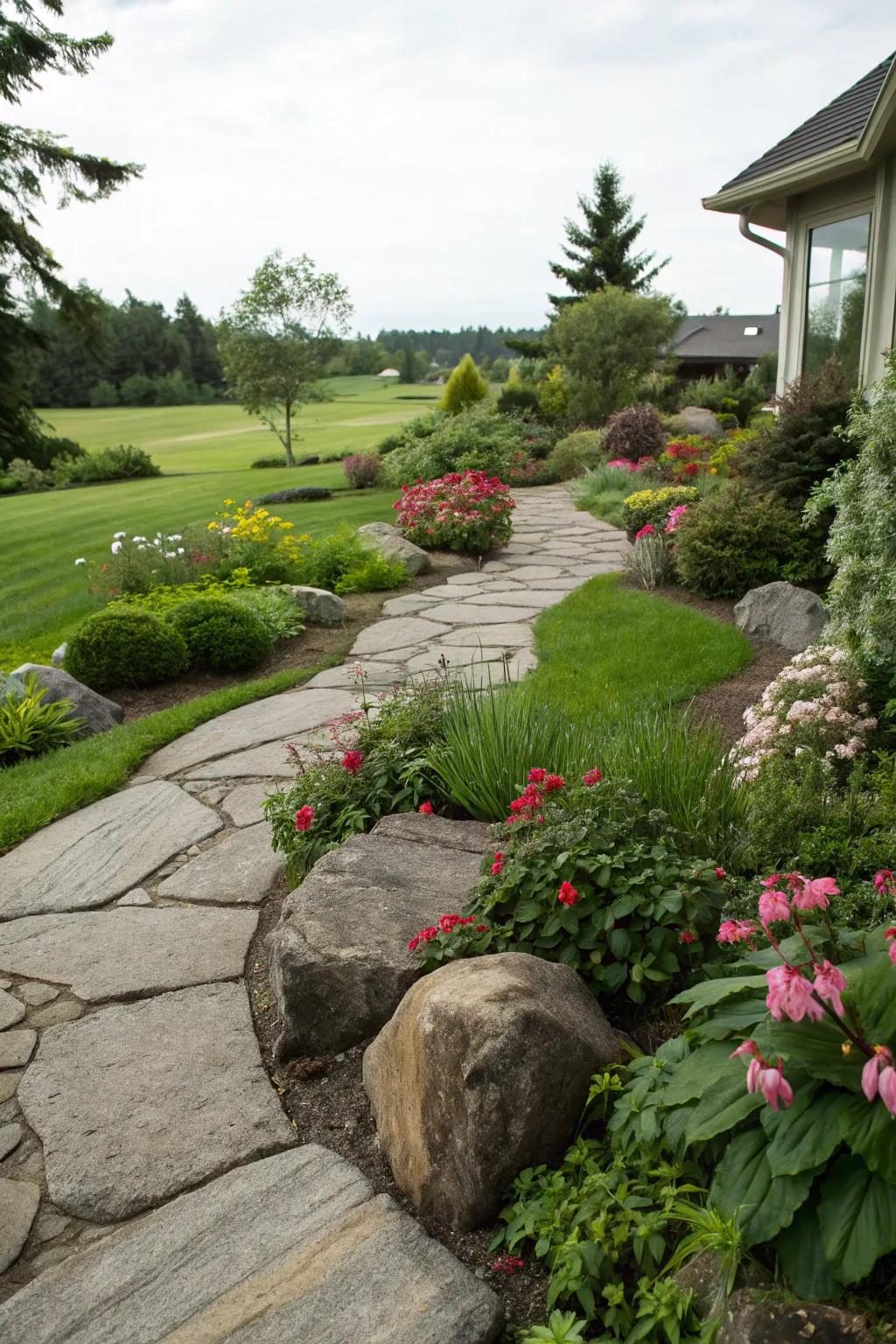 Lead your visitors via a gorgeously stone-lined pathway.