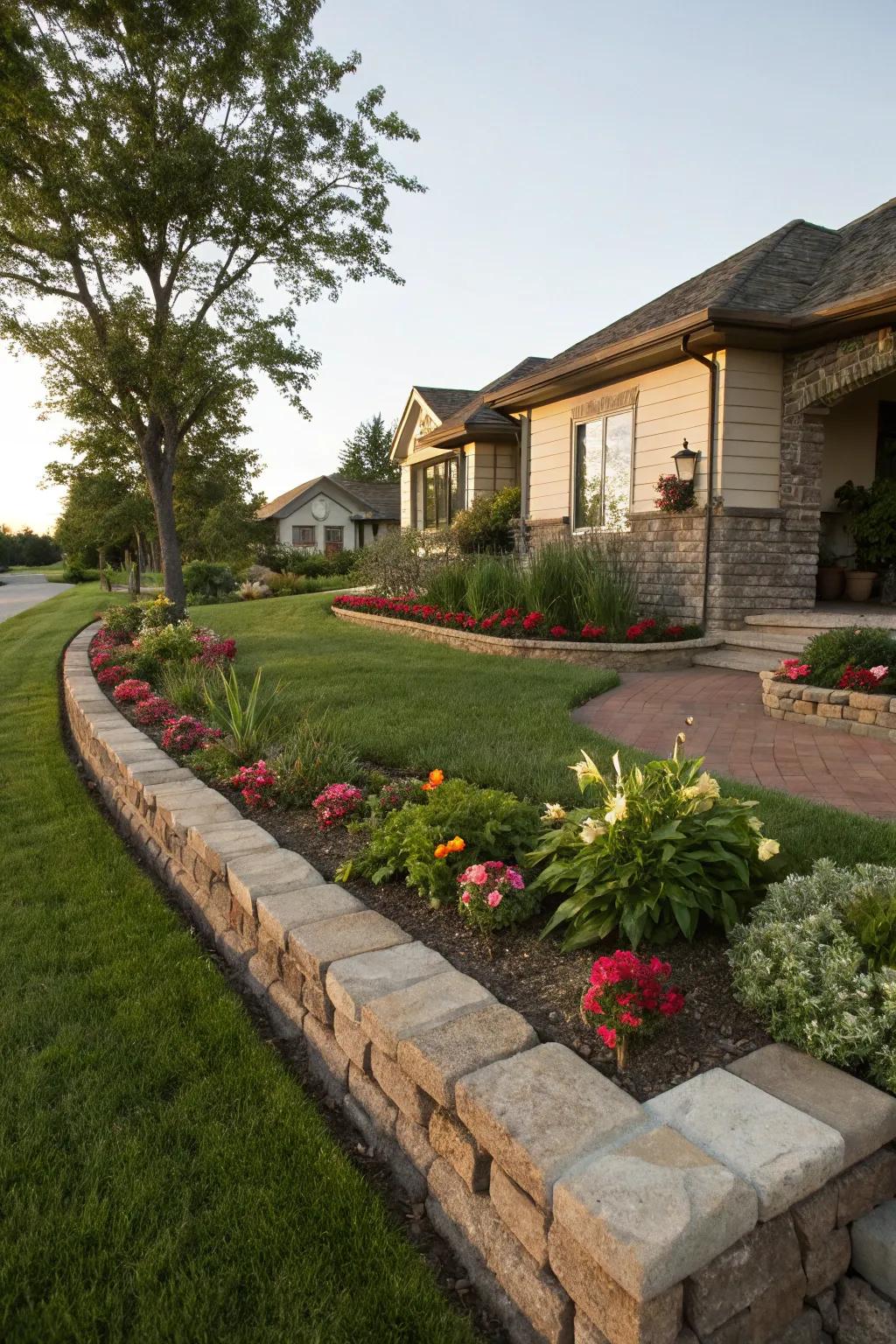 Cobble or block outlining provides a tidy and contemporary touch to your property lines.