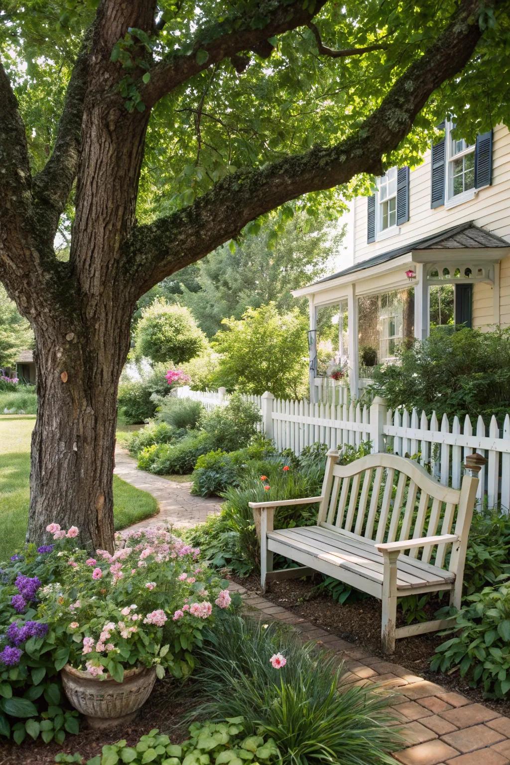 A charming seating nook encourages relaxation and reflection.