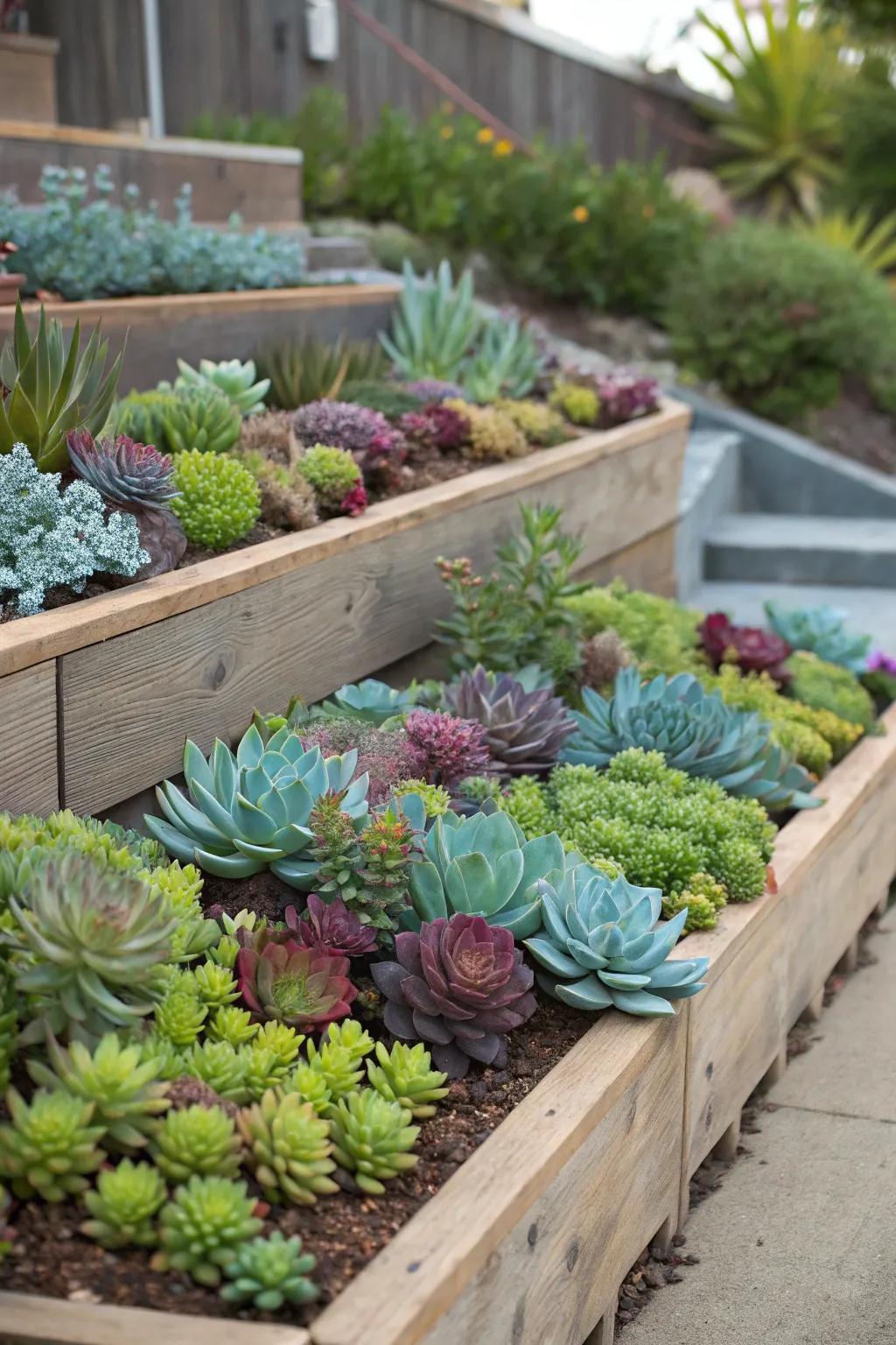 Elevated gardens bring depth and visual flair.