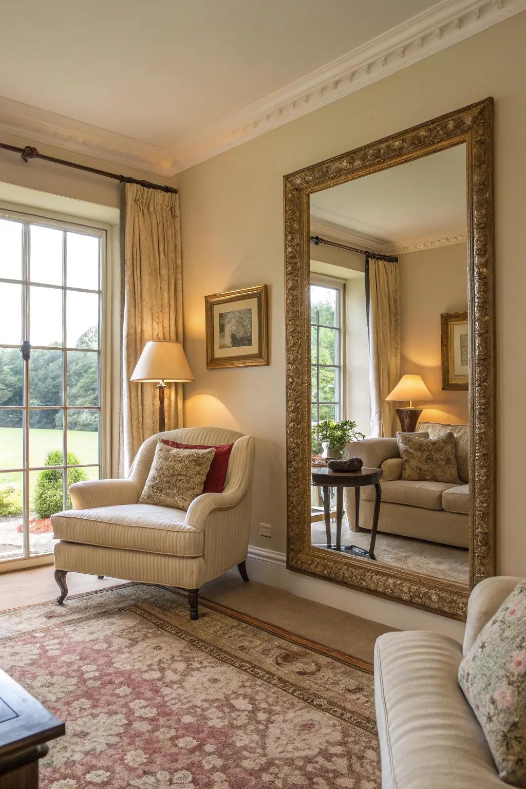 Double the natural light by placing mirrors opposite the windows.