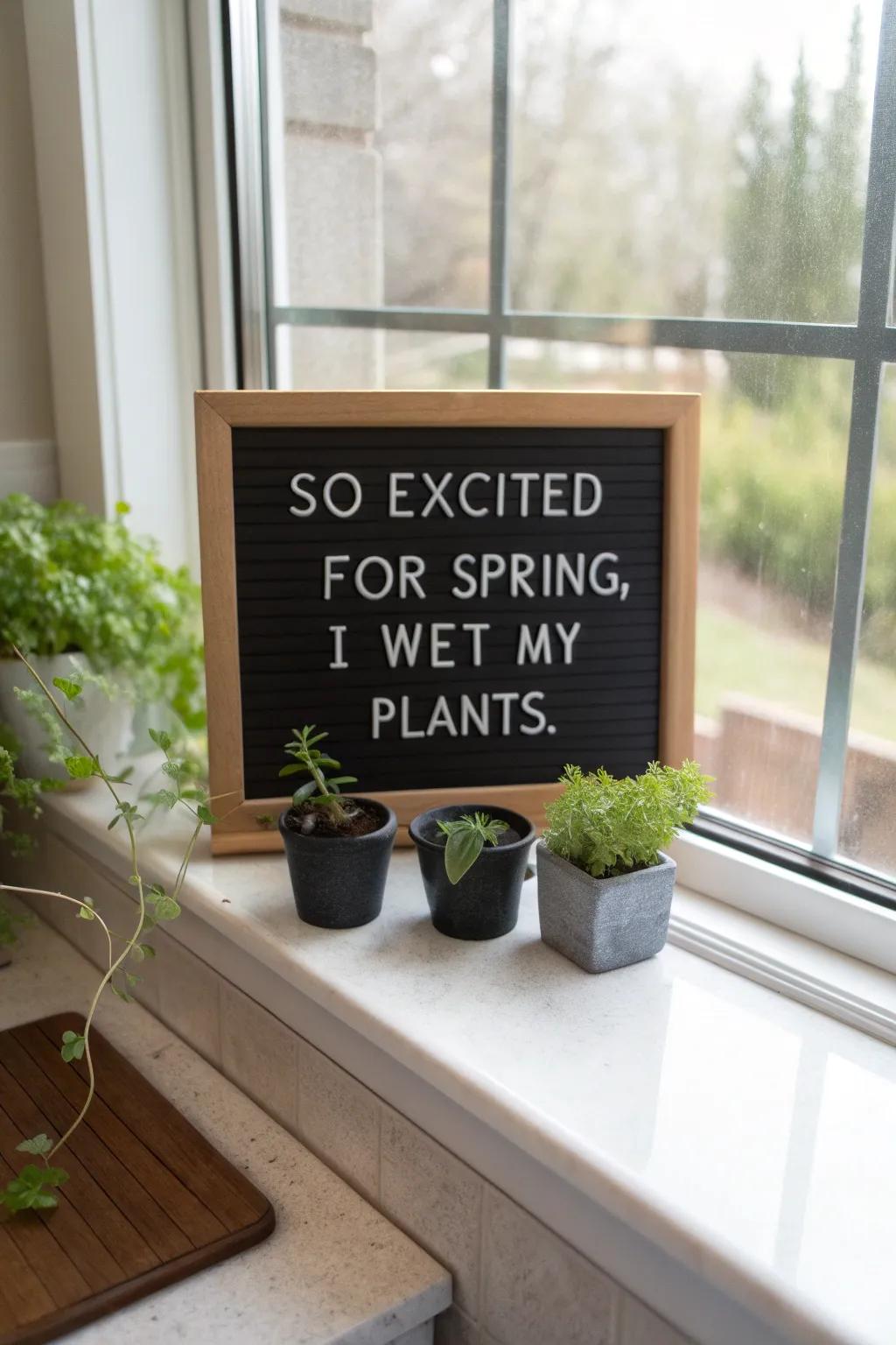 Show off your enthusiasm for gardening with a clever quote.