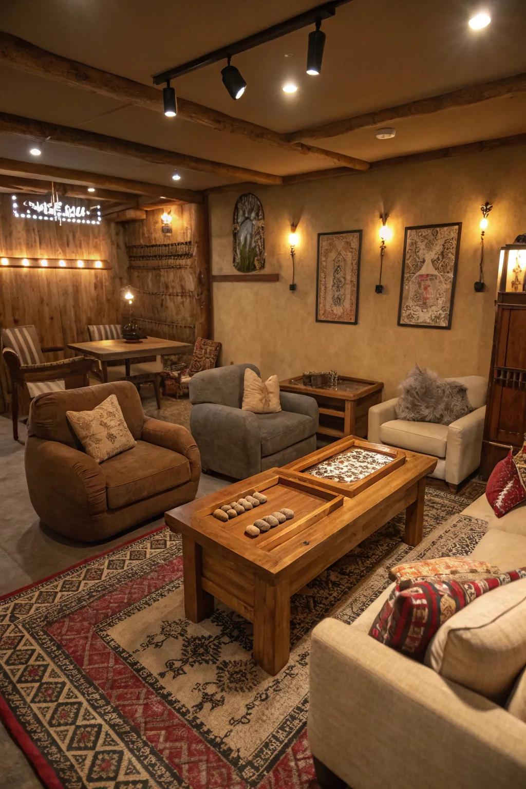 Natural tones create a comfy and welcoming gaming space.