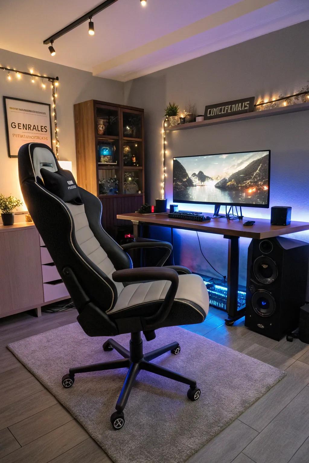 An accommodating gaming seat is essential for long-lasting gameplay.