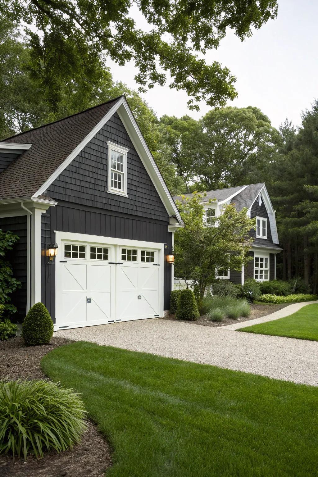 Sharp bright shade garage doors provide a fresh and uncluttered aesthetic.