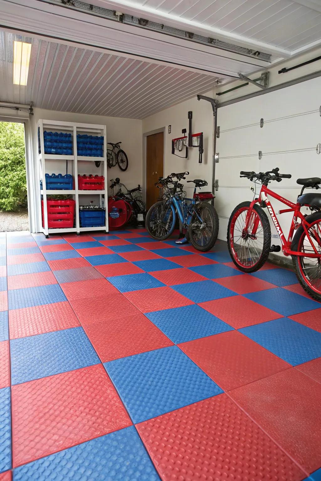 Make your garage shine with lively colored segments.