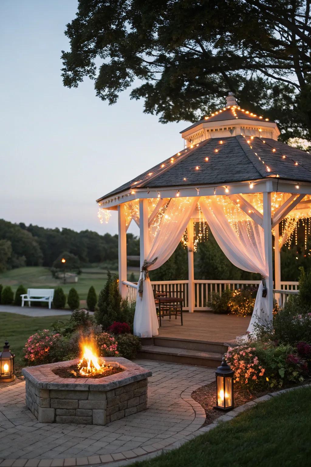 Dangling lights alter the mood with an enchanting glow.