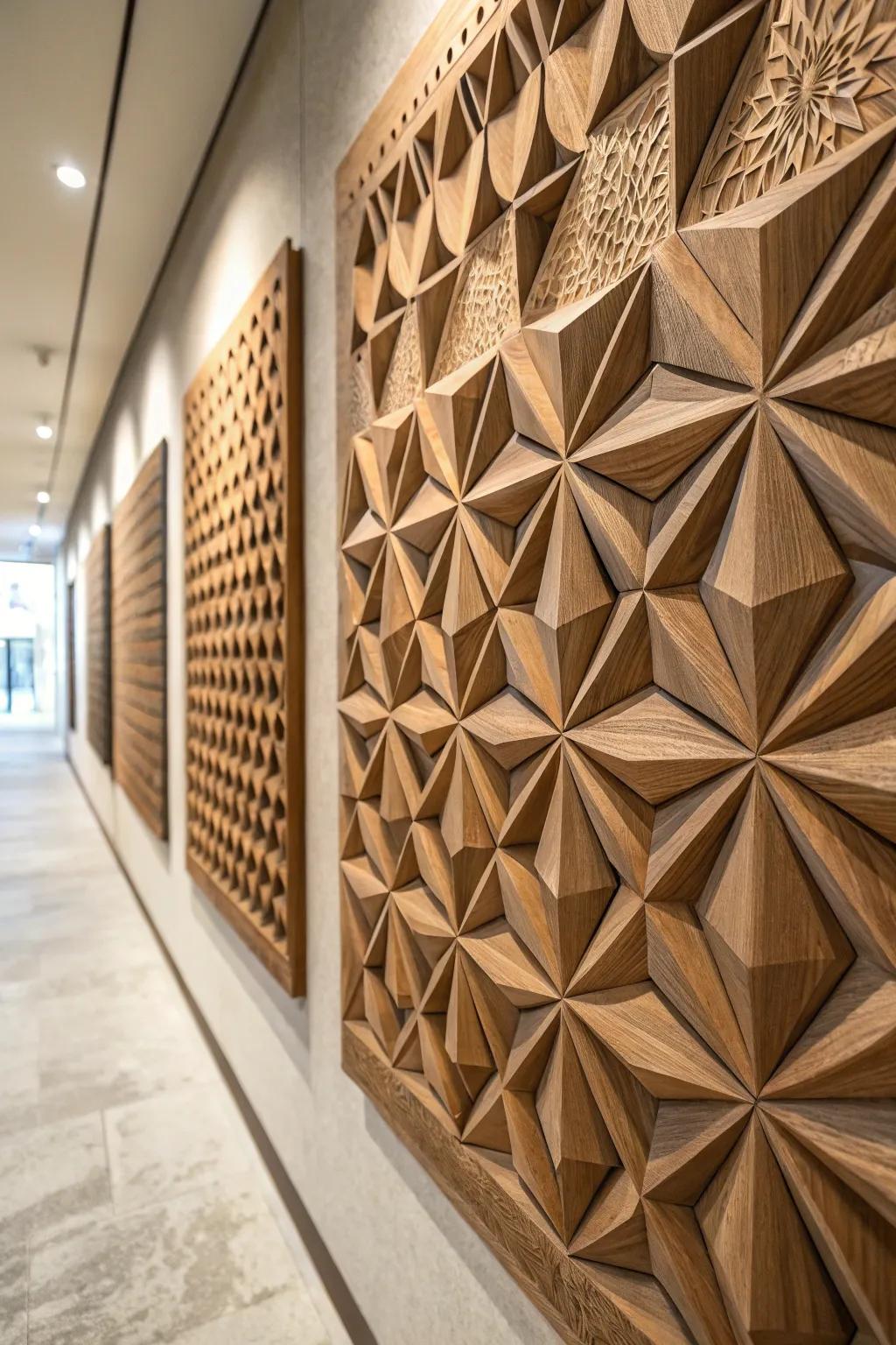 3D textures provide richness and intrigue to geometric wall art.