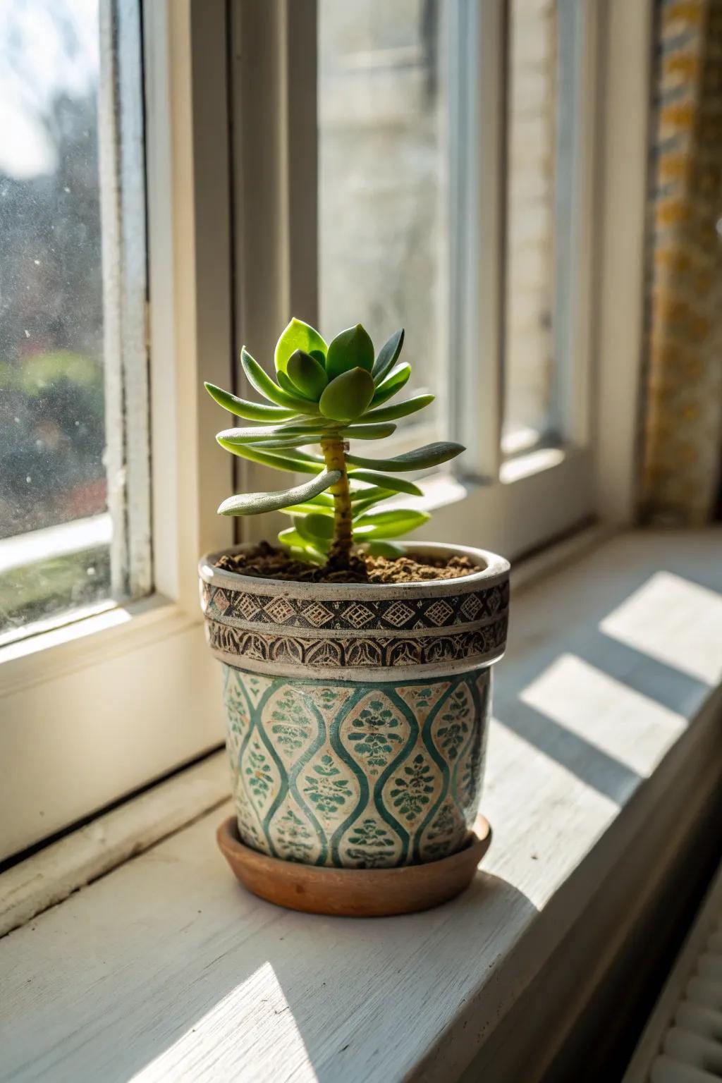A mini succulent plant that adds a touch of greenery to any room.