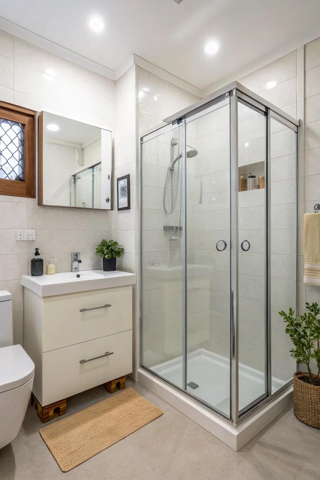 Sliding doors are excellent for getting the most out of smaller bathrooms.