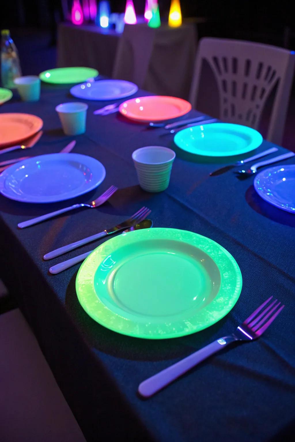 Take the fun up a notch with illuminated table settings.