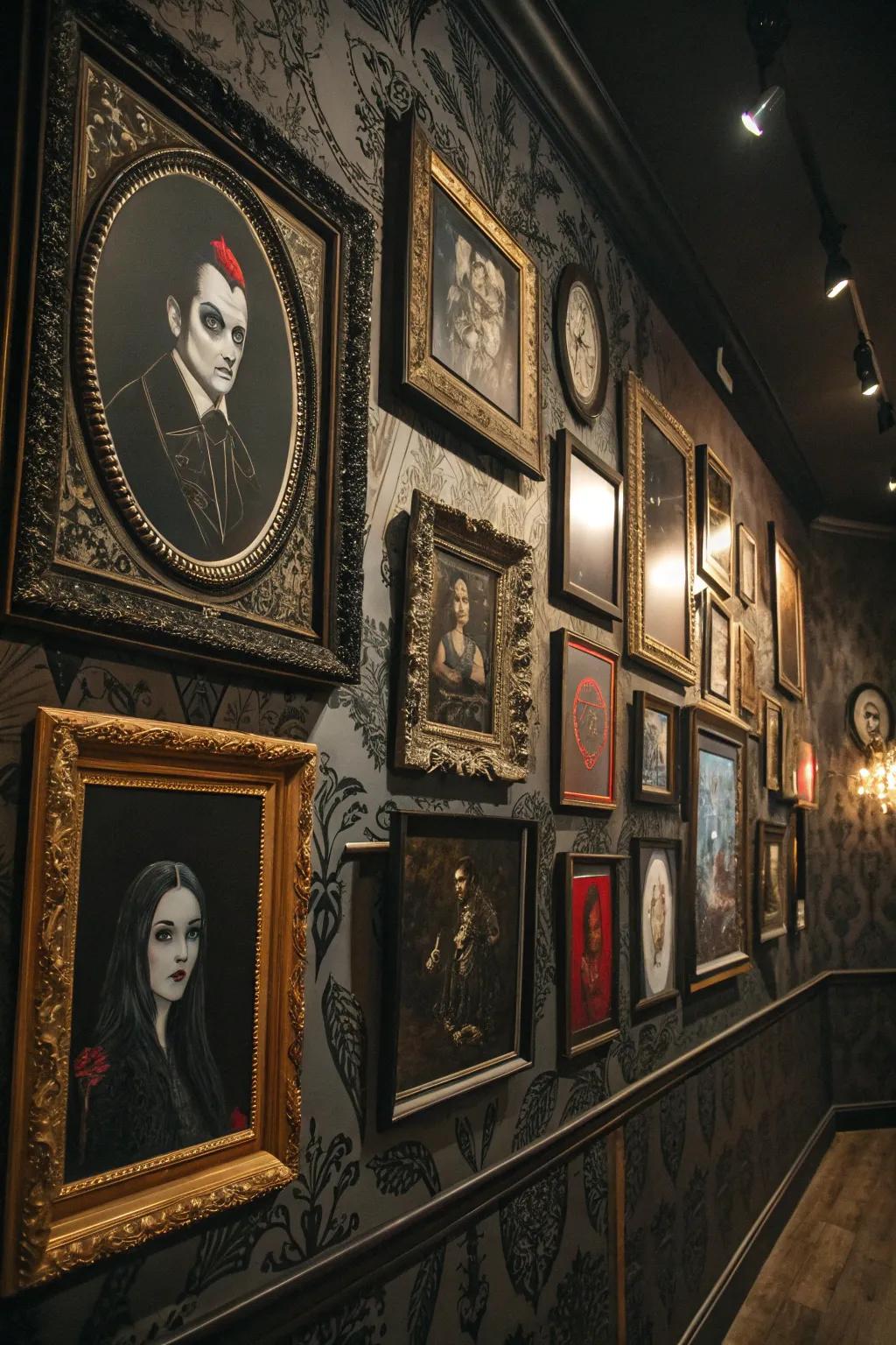 An artistic wall display that narrates a story within each framework.