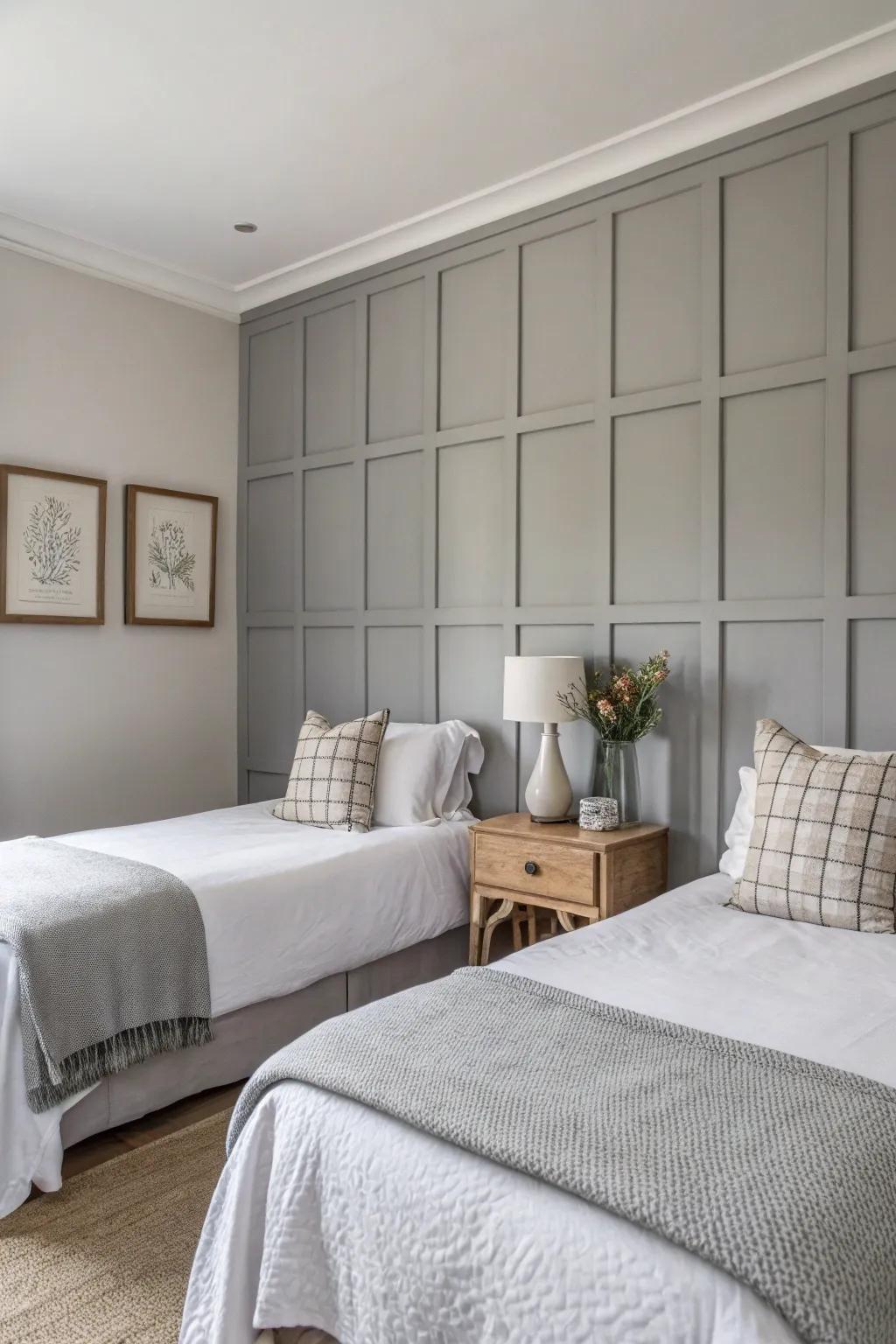 A feature wall introduces a fashionable focal point within the space.