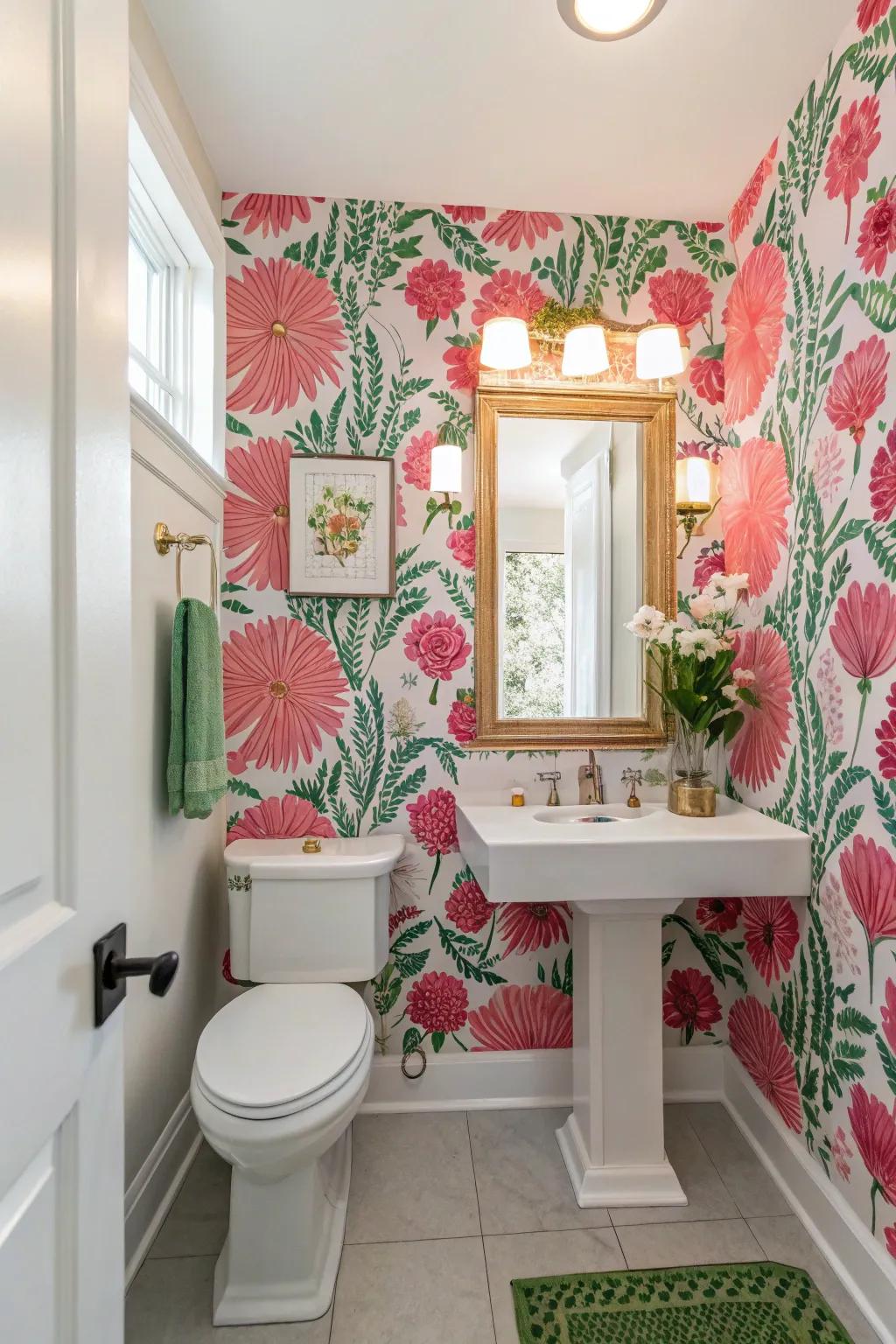 Striking wallpaper injects personality into confined environments.