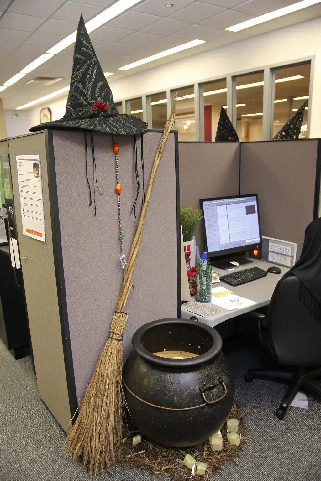 Create a witch's lair with enchanting details and sound effects.