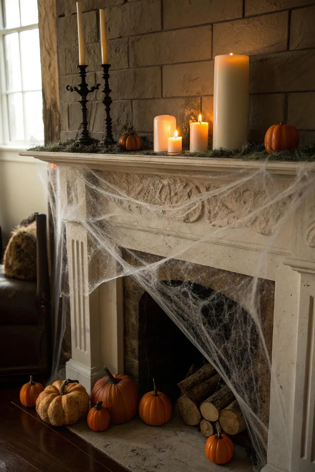 Construct a hauntingly exquisite mantelpiece for your Halloween ornamentation.