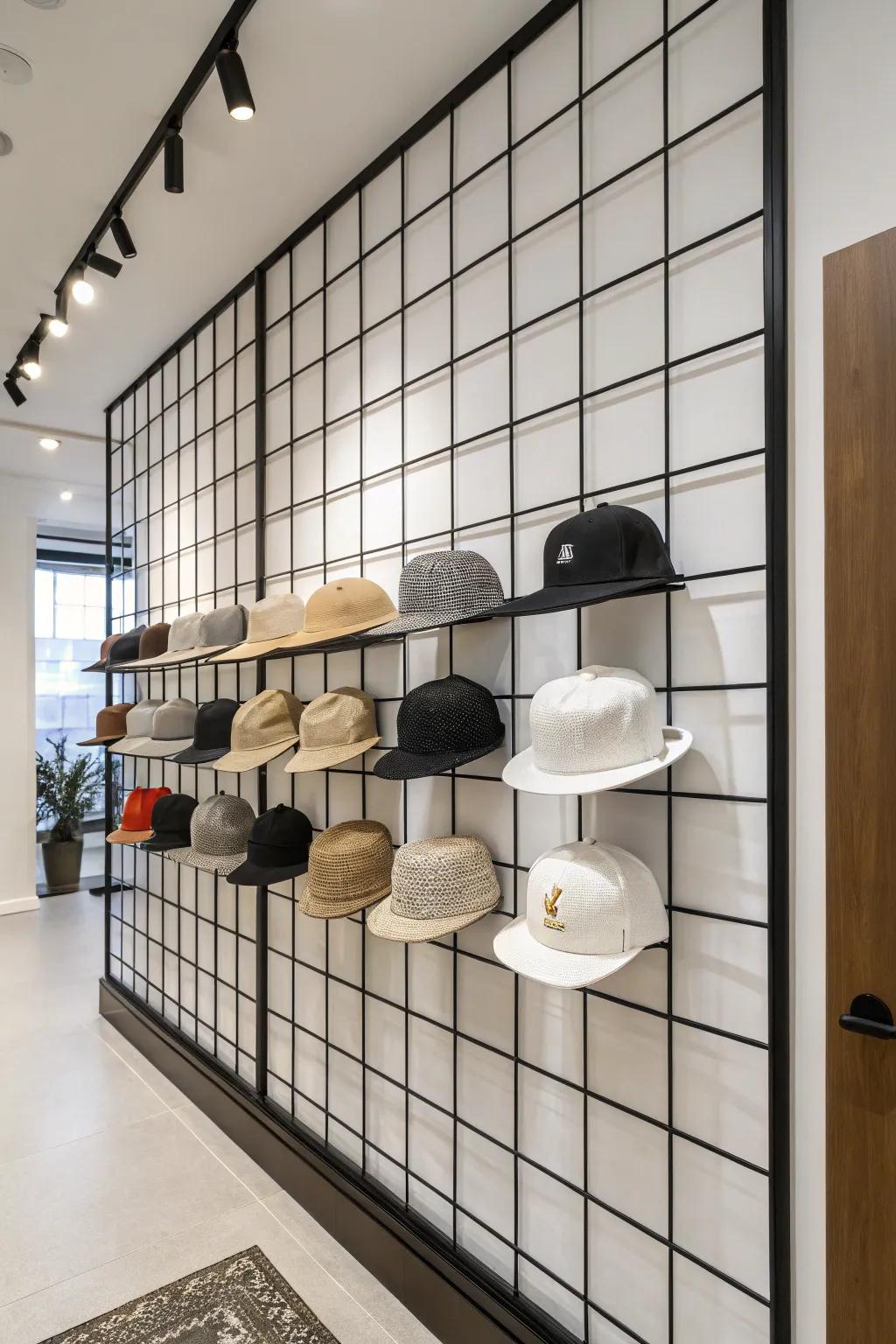 Contemporary framework systems give a clean look to hat arrangements.