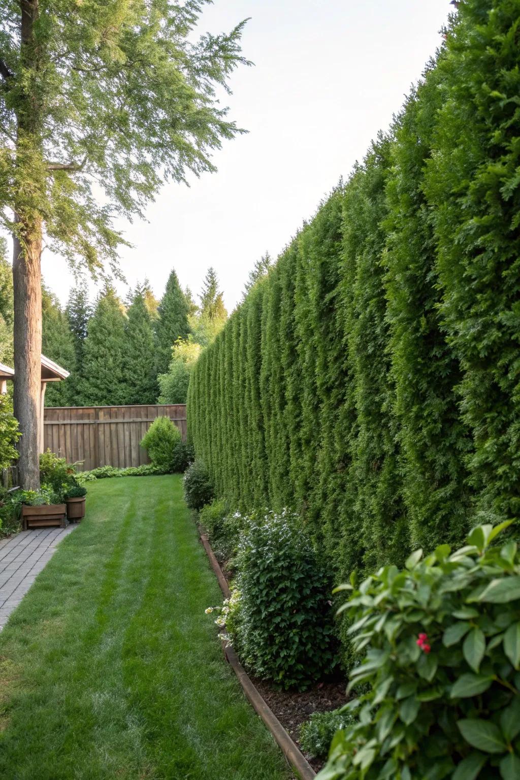 Tall, dense hedges form a natural barrier for privacy