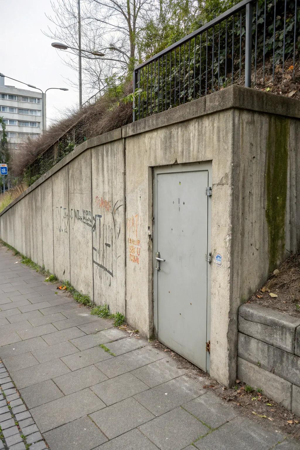 A door concealed in a concrete wall for a minimalist impression.
