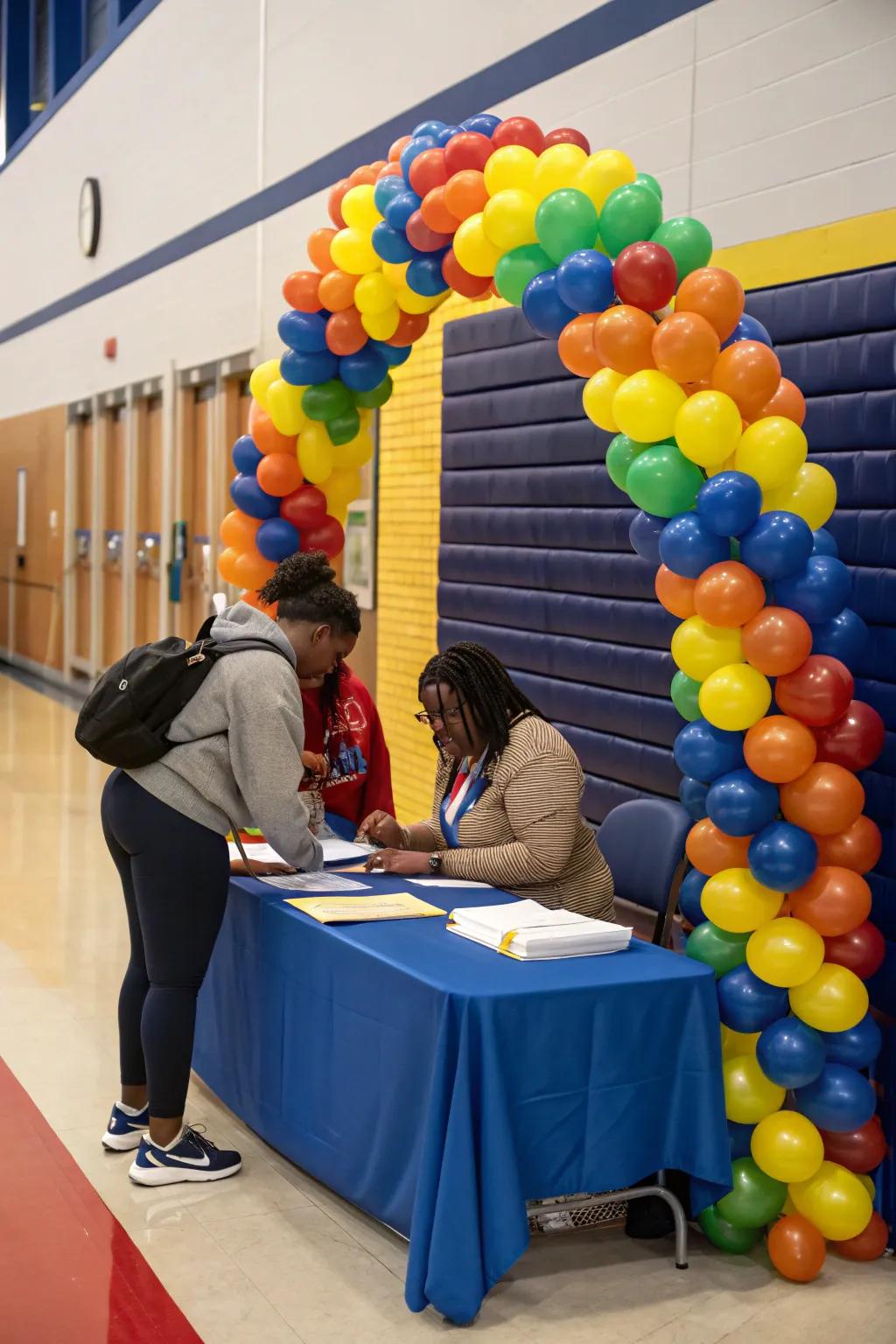 Balloons add a splash of color and cheer.