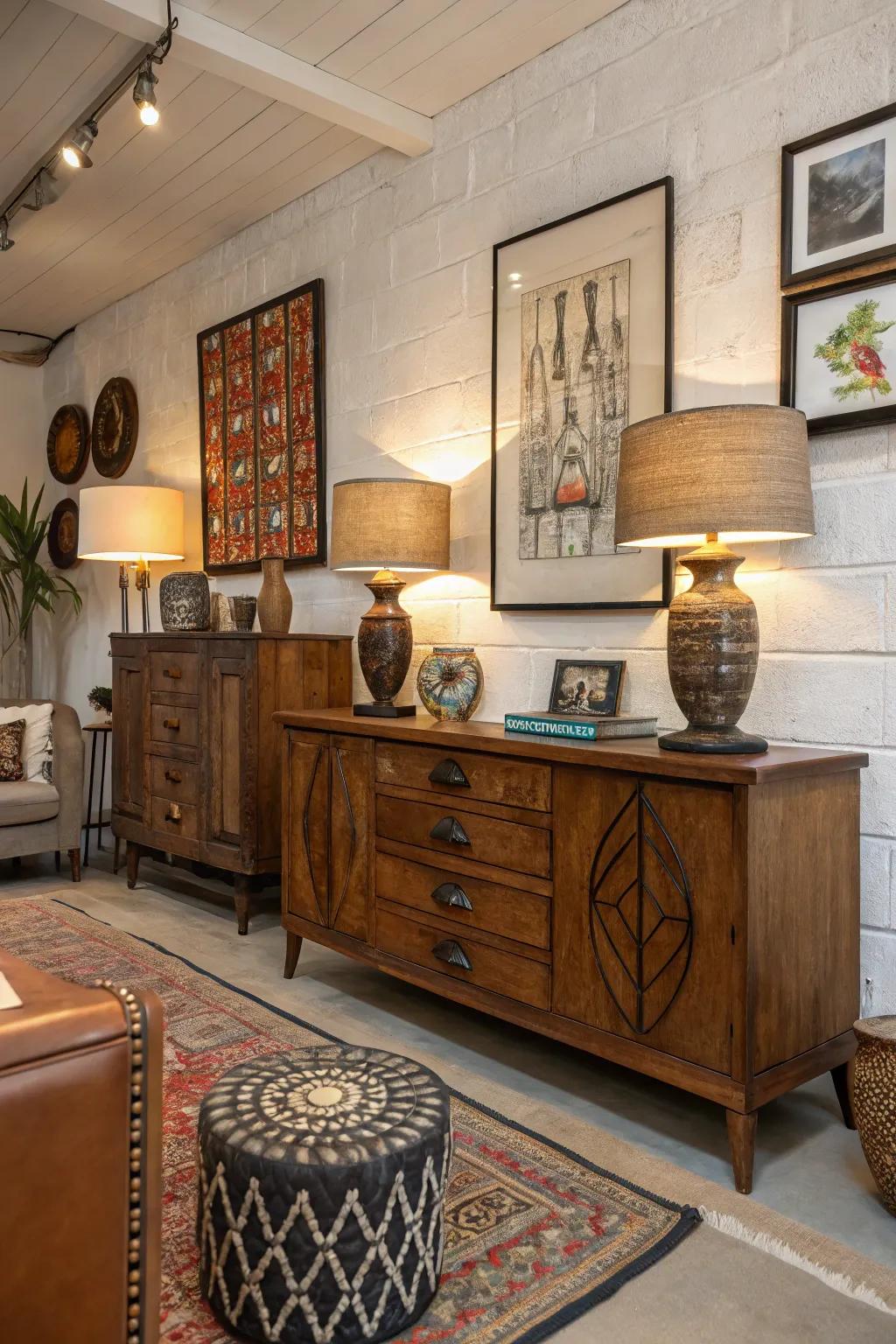 An eclectic home setting where vintage meets modern.