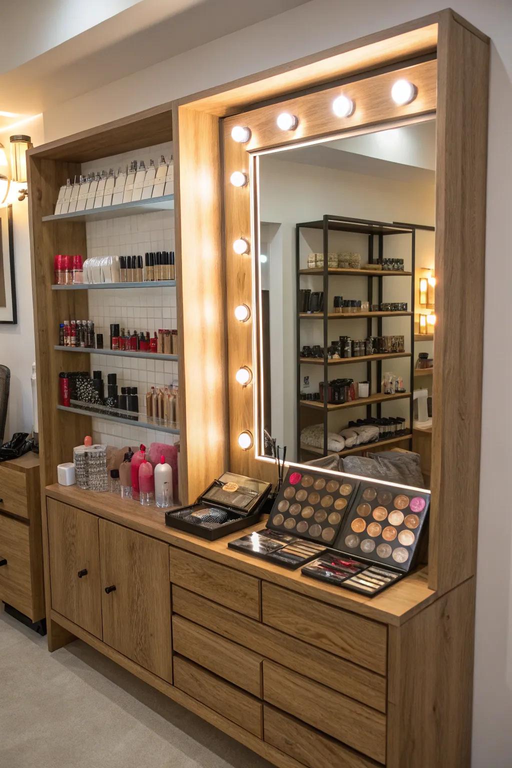 Multi-purpose items maintain a stylish and neat salon.