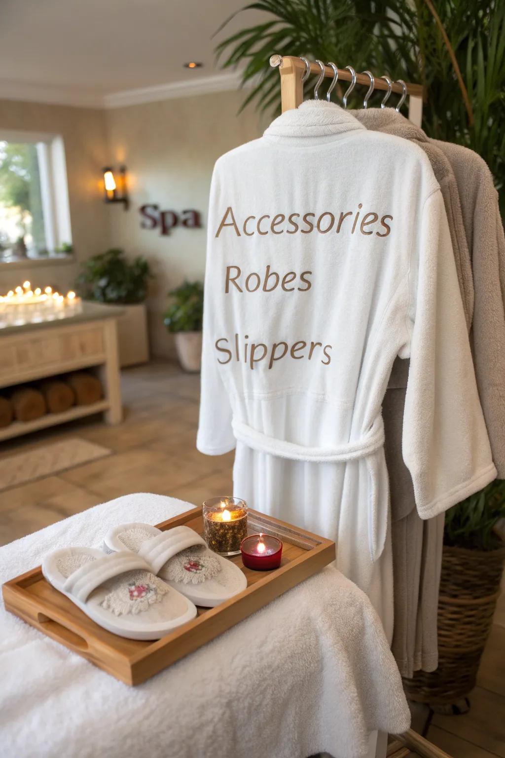 Incorporate a personal element with embroidered spa accessories.