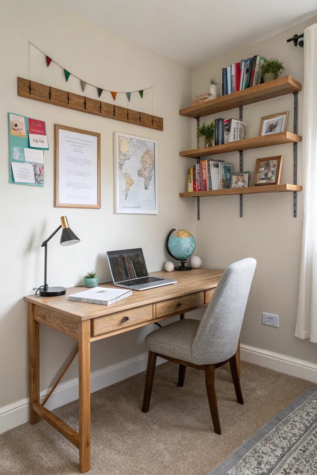 Minimalist style helps keep your homeschool area simple and peaceful.