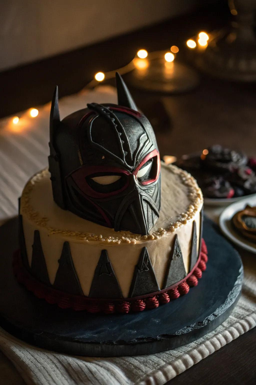 An enemy mask cake introducing a dimension of enigma.