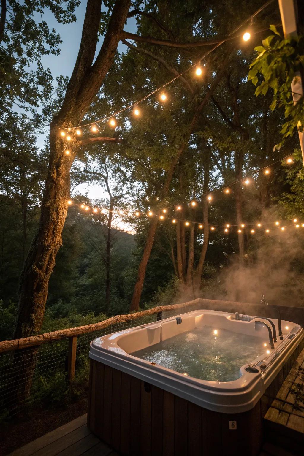Soft lighting conjures a magical mood, ideal for evening relaxation.