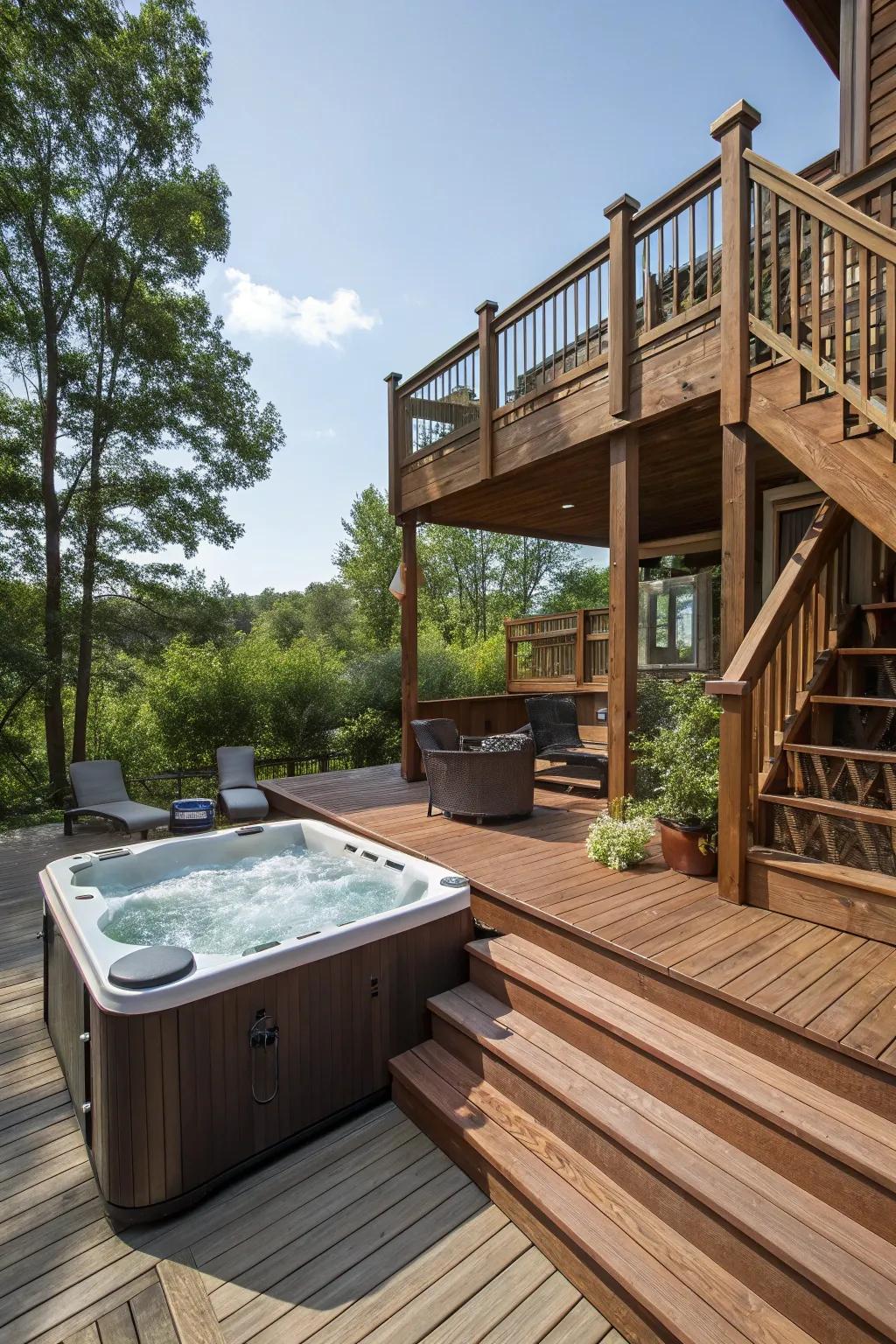 Bring dimension to your outdoor area with a deck designed with multiple tiers.