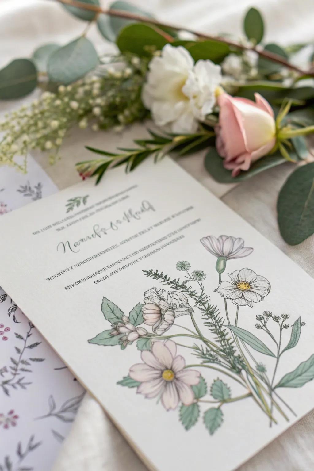 Nature-inspired details breathe life and freshness into your invitations.