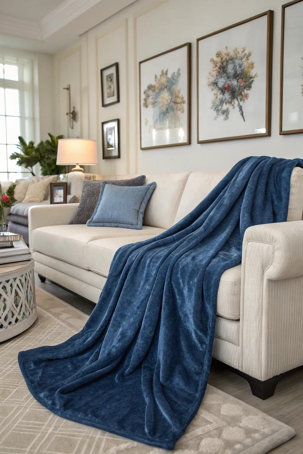 A plush throw blanket that adds warmth and style to any room.