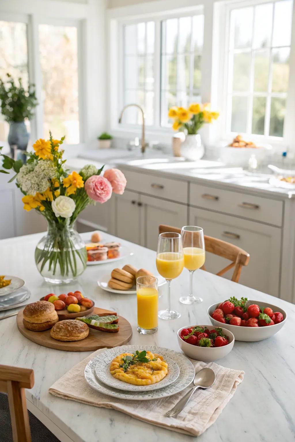 A charming mid-morning feast arrangement for a housewarming occasion