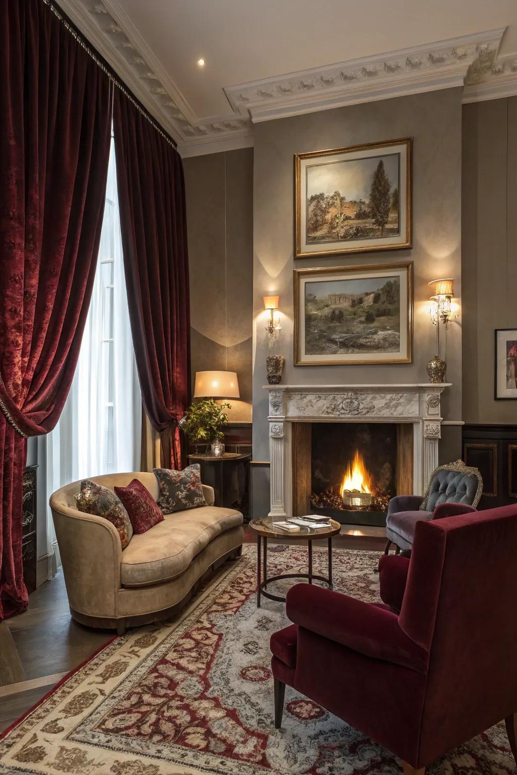 Rich materials like velvet lend an air of extravagance to your living space.