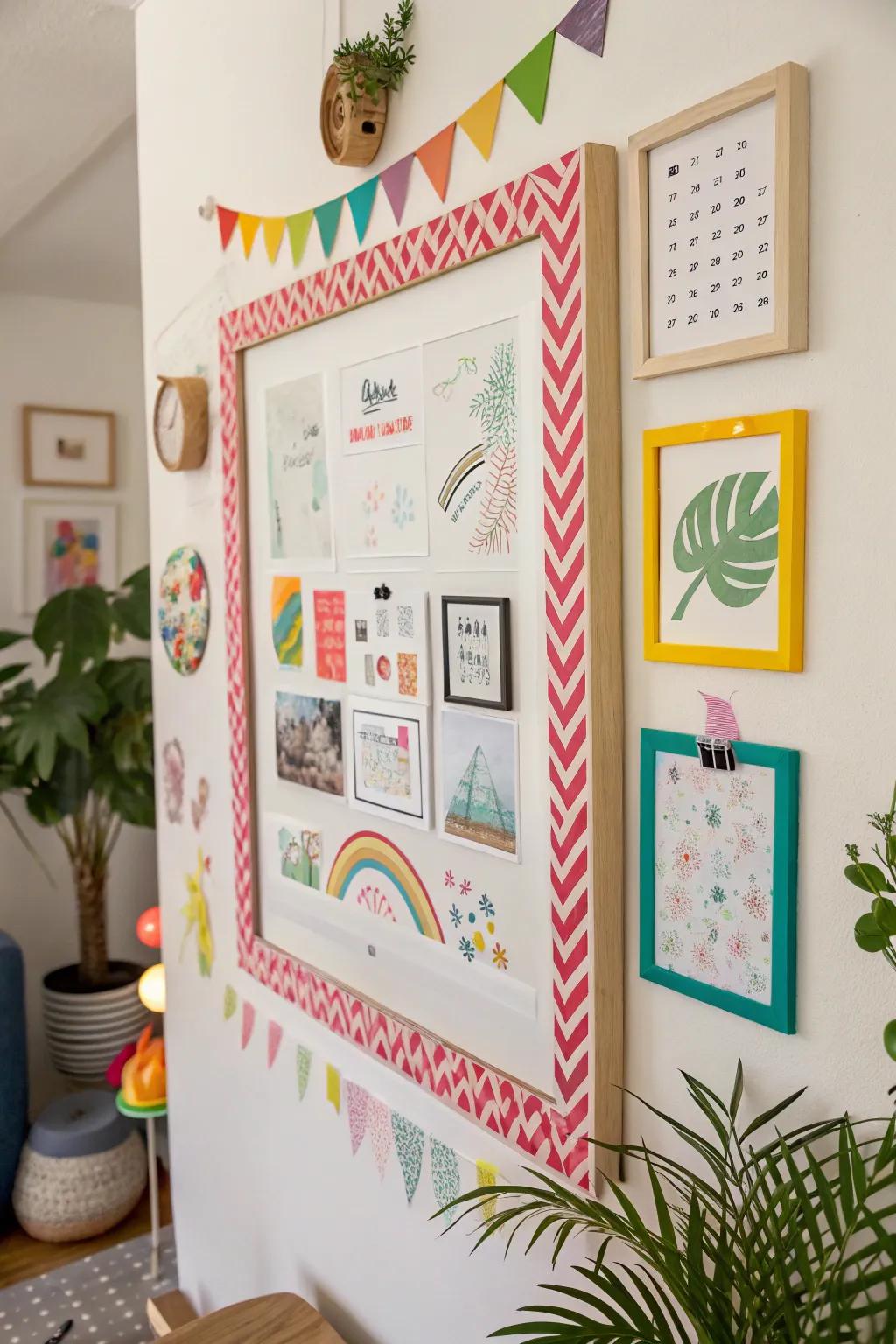 Decorative tape adds a playful and customizable accent to posters.